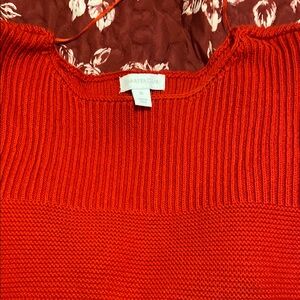 Charter Club Red Crew Neck Sweater with Ribbed Texture